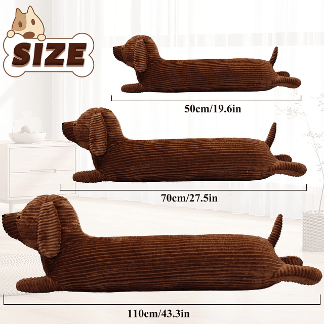 Almohada de peluche gigante para perro salchicha de 43 pulga