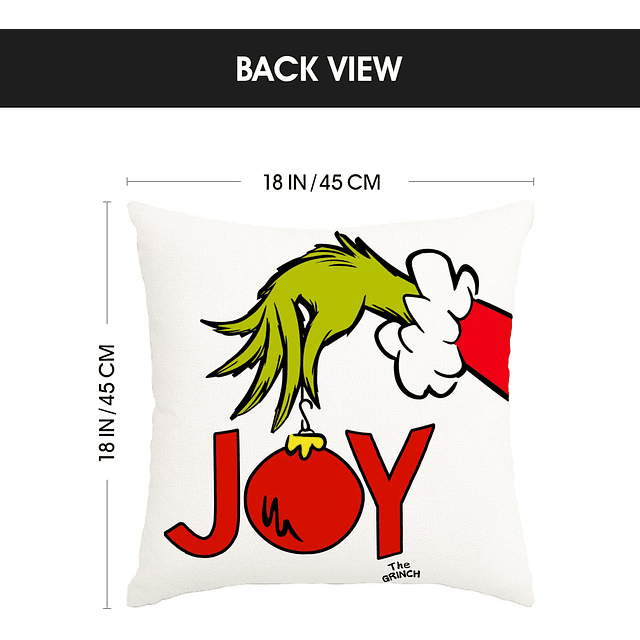 Funda de almohada decorativa navideña, Grinchmas Joy Xmas, f