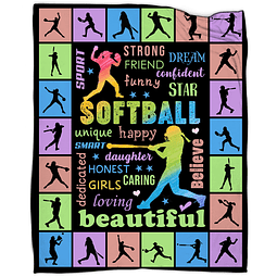 Regalos de softbol para niñas, manta de softbol de 50 x 60 p