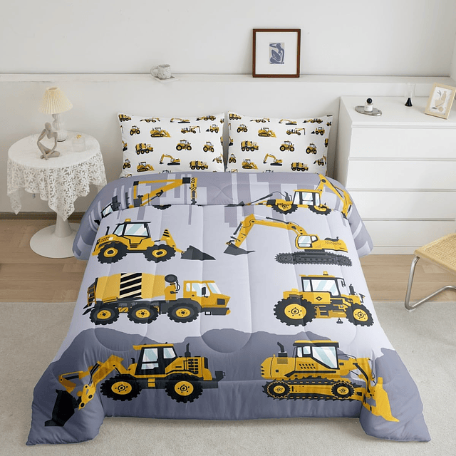 Juego de ropa de cama de construcción para niños pequeños co