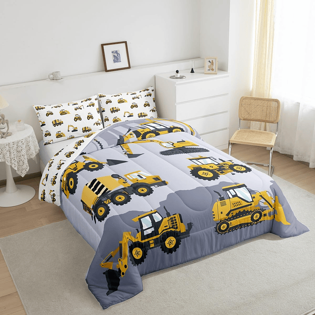 Juego de ropa de cama de construcción para niños pequeños co