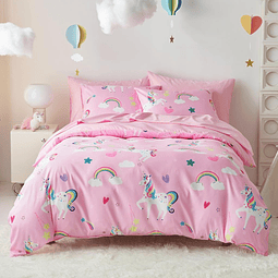 - Juego de cama de unicornio para niñas, lindo diseño de uni