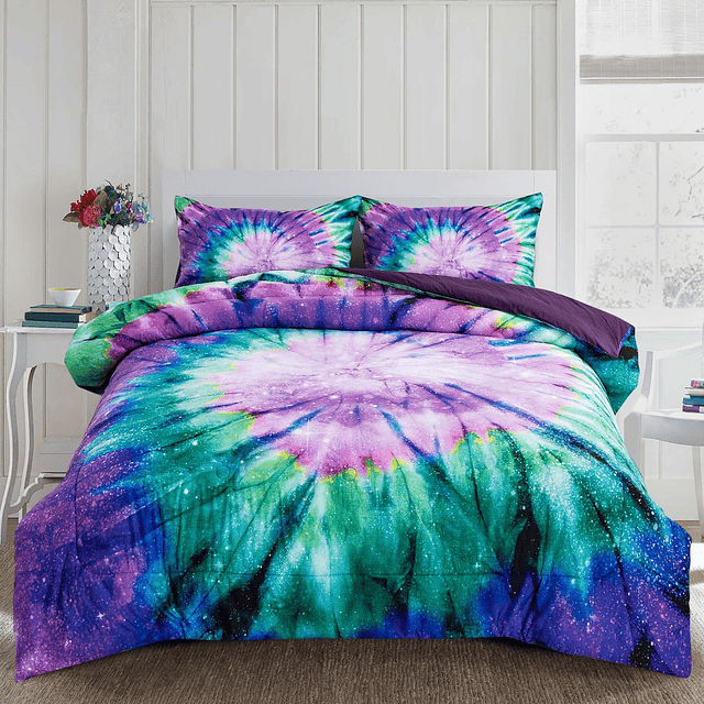 Ropa de cama Tie Dye Galaxy Juego de edredón, patrón de remo