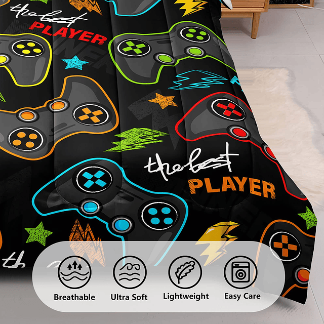 Juego de cama de 5 piezas para videojuegos, tamaño doble, pa