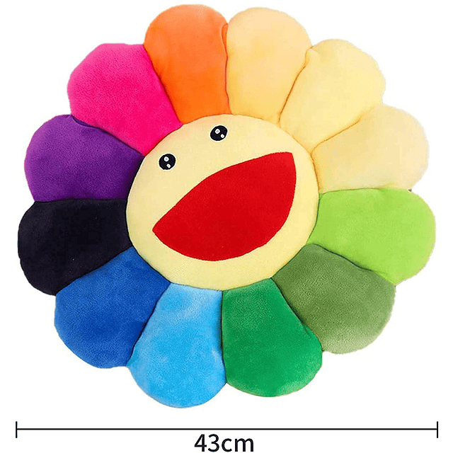 Almohada de Felpa con Cara Sonriente y Arco Iris, Almohada d