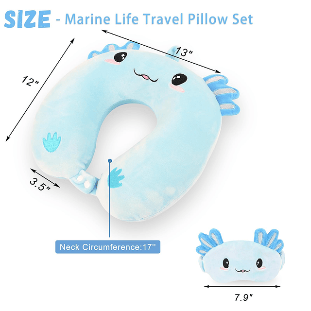 Almohada de viaje, almohada de viaje para niños con antifaz