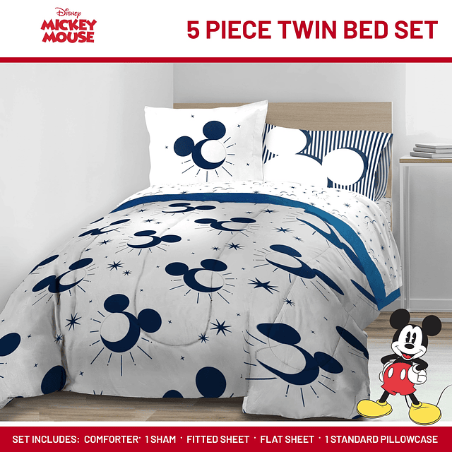 Juego de edredón doble Disney Mickey Mouse – Ropa de cama de