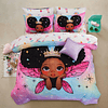 Black Girl Princess with Wings Juego de edredón, Juego de Ca