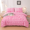 Juego de edredón rosa para cama individual, 5 piezas, cama e