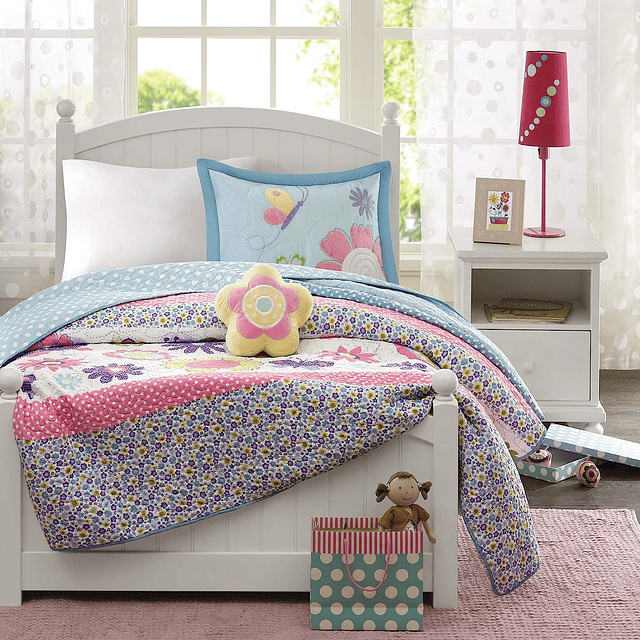 Mi Zone Kids Crazy Daisy Juego de ropa de cama para niñas –