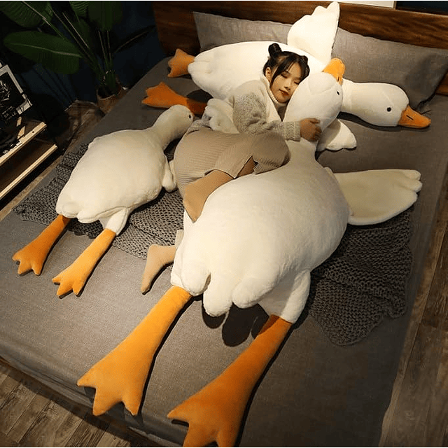 Almohada de peluche de ganso blanco gigante, lindo juguete d