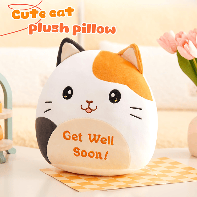 Almohada de felpa para gato Get Well Soon de 12.0 in, animal