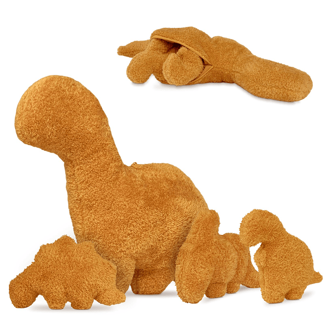 Juego de 4 almohadas Dino Nugget, felpa grande de pepita de