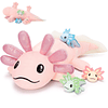 4 piezas de peluche Axolotl con bebés para niñas, almohada d