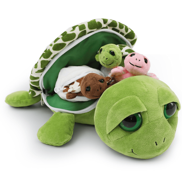 4 piezas de animales de peluche de tortuga con bebés dentro