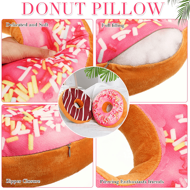 4 piezas de almohada de donut con impresión digital 3D, almo