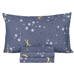 Moon & Stars Juego de sábanas para cama individual, 100% alg