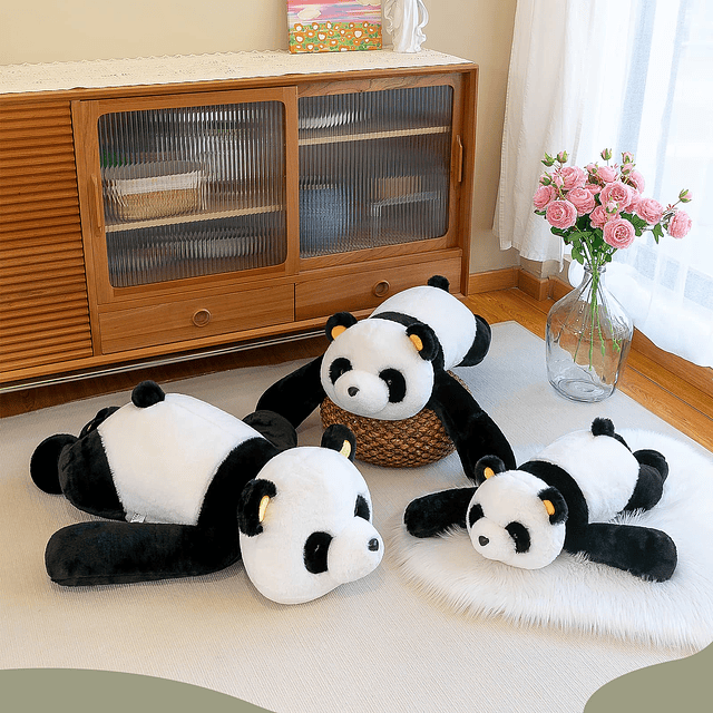 Peluche de panda de peluche, 25.6 pulgadas, lindo, suave, bl