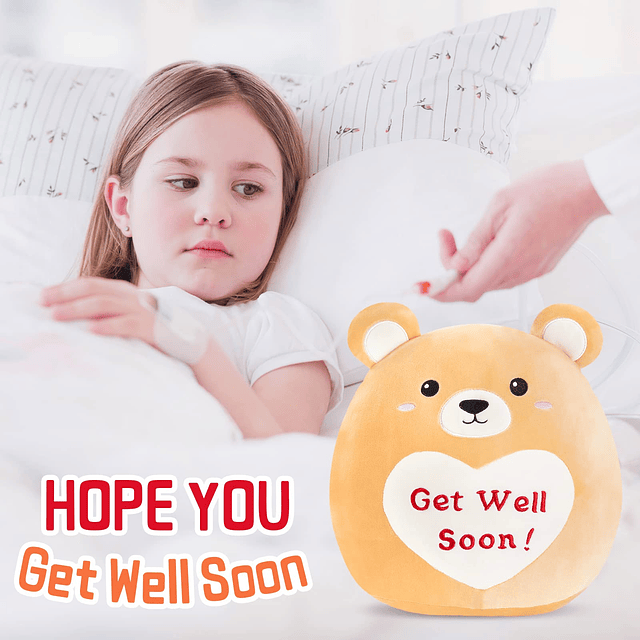 Almohada de felpa de oso Get Well Soon de 12 pulgadas, jugue