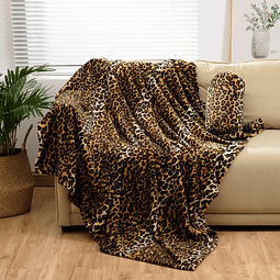 Manta de franela de forro polar con estampado de leopardo 50