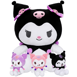 Peluche de anime de 13 pulgadas, mamá kawaii con 3 bebés, mu