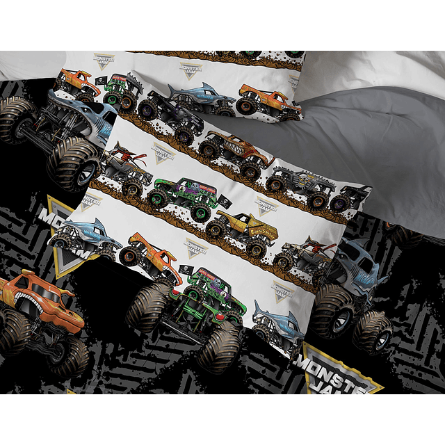 Monster Jam Tracks Juego de cama completo de 5 piezas - Incl