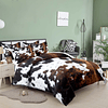 Juego de cama con estampado de vaca, tamaño doble, juego de