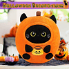 Peluche de gato negro de calabaza de Halloween, gato de pelu