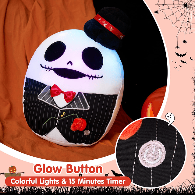 Almohada de Felpa Jack Skellington con luz de 12 Pulgadas, P