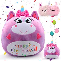 Almohada de unicornio de peluche de cumpleaños, regalo de fe