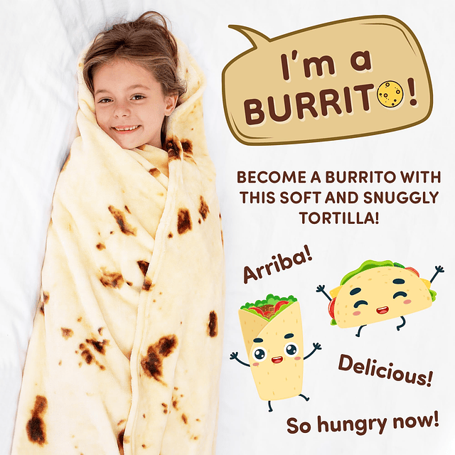 Zulay Burritos Tortilla Manta Wrap - Manta de doble cara de