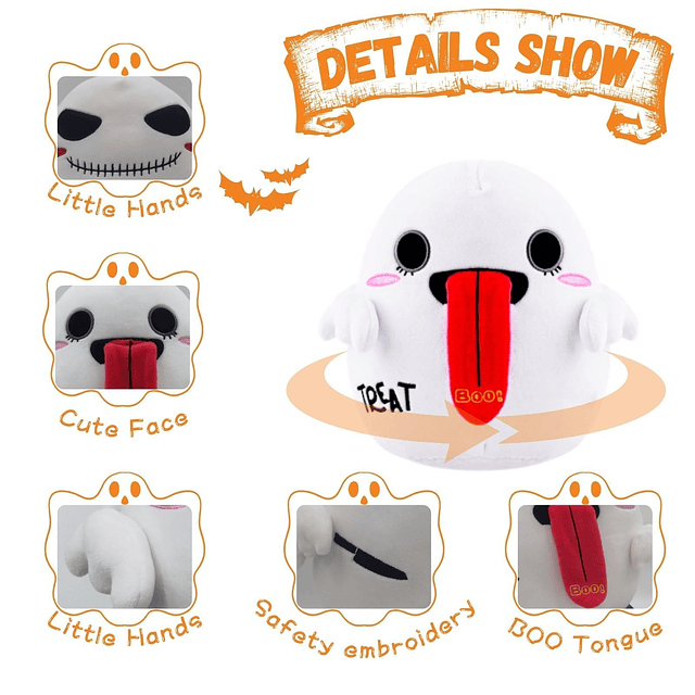 Peluche de fantasma de Halloween de doble cara – 9.4 pulgada