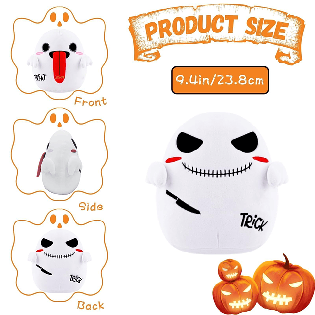 Peluche de fantasma de Halloween de doble cara – 9.4 pulgada