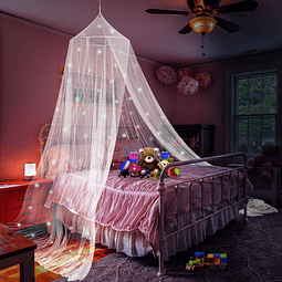 Princess Bed Canopy para niñas con estrellas brillantes, cor