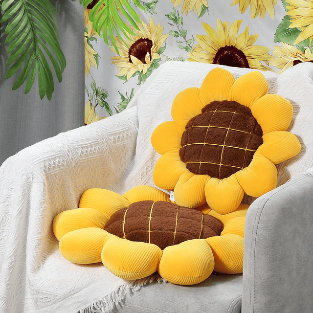 2 piezas de almohadas de felpa con forma de girasol para el