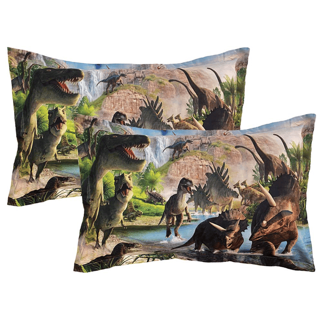 2 fundas de almohada para niños con estampado de dinosaurios