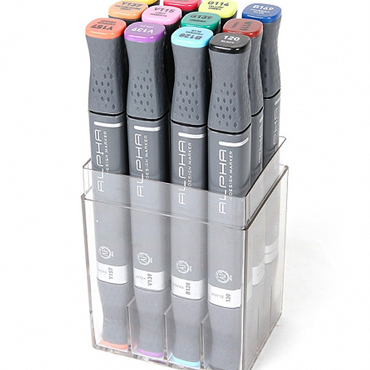 Marcadores Alpha Set 12 Colores Alcohol 1