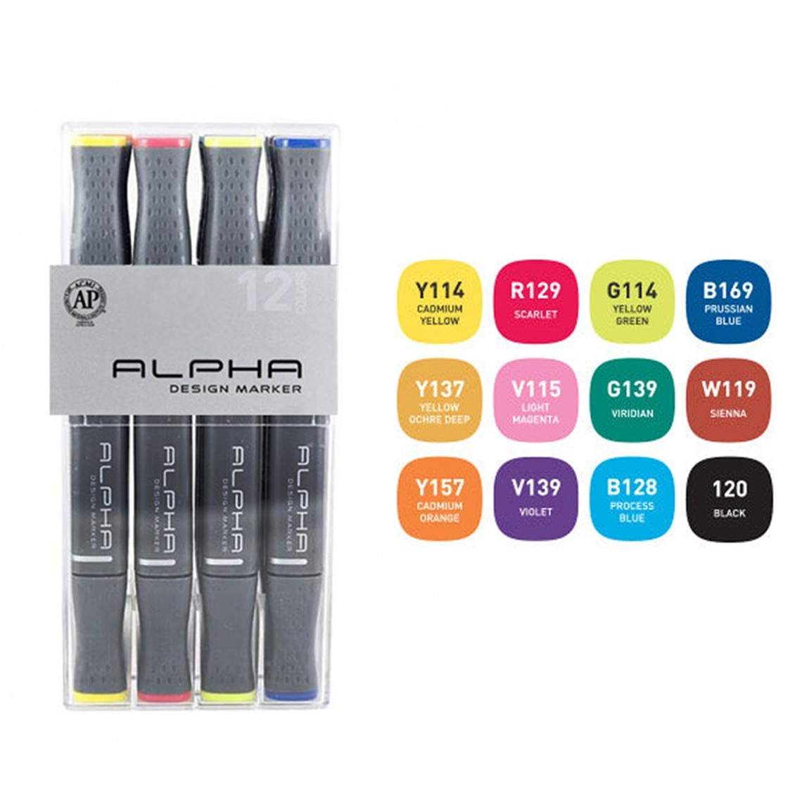 Marcadores Alpha Set 12 Colores Alcohol 2