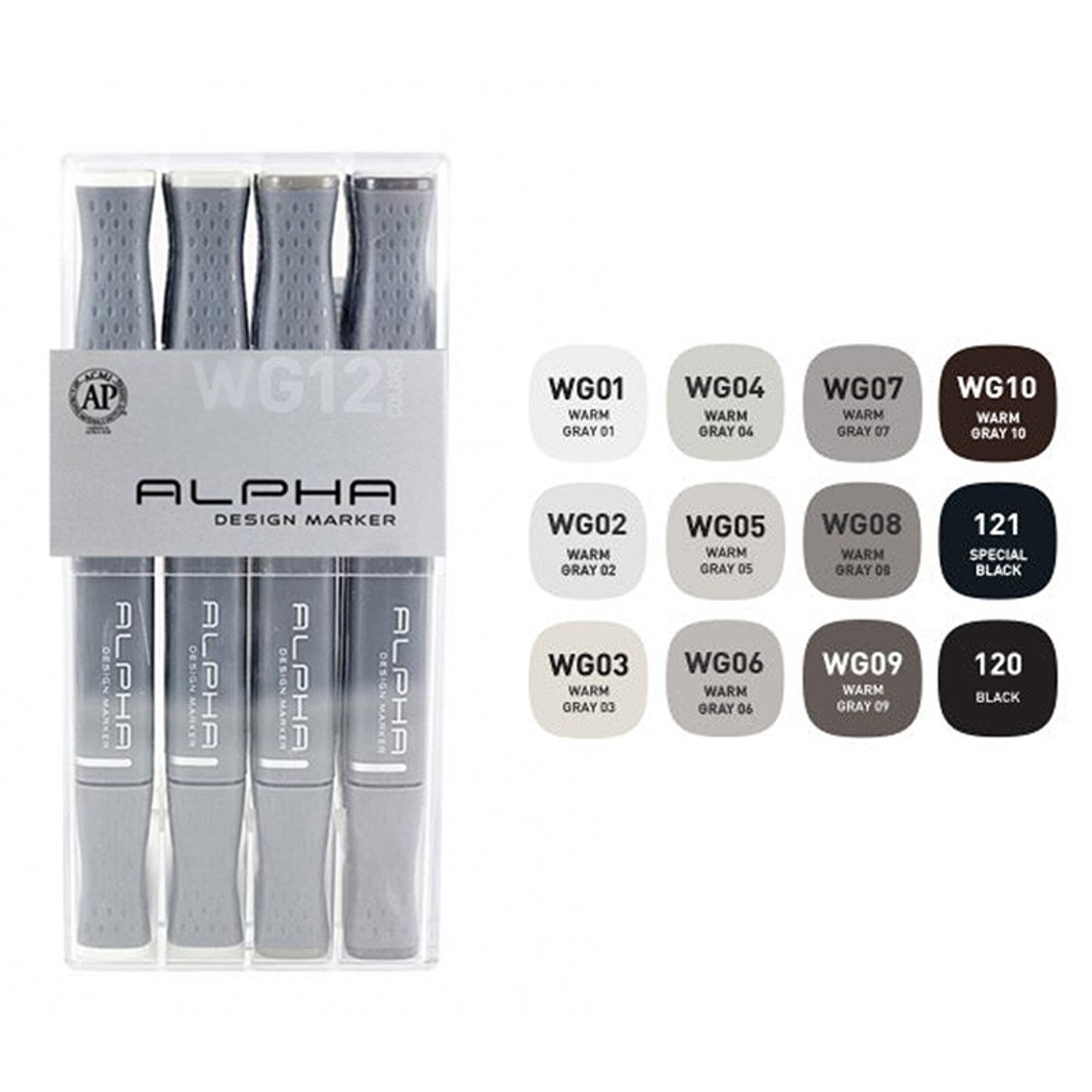 Marcadores Alpha Set 12 Grises, Alcohol 2