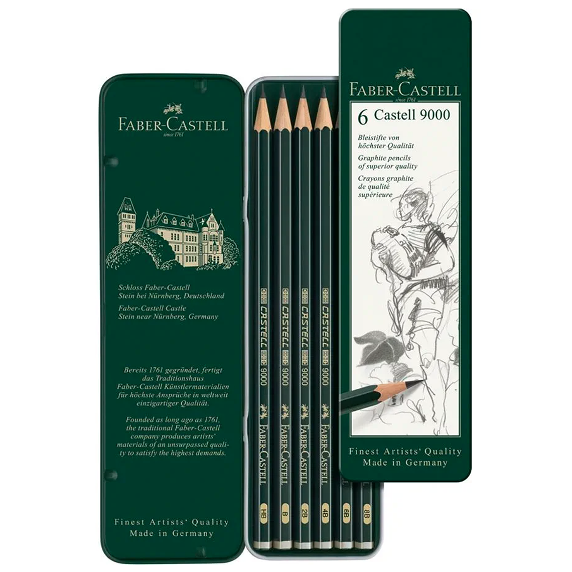 Lápices Grafito Set 6 Faber Castell 9000 1