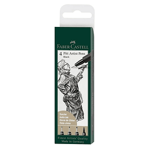 Tiralíneas Pitt Artist Pens Black Faber Castell x 4