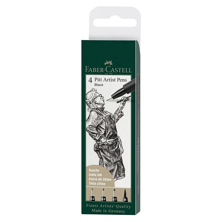 Tiralíneas Pitt Artist Pens Black Faber Castell x 4 1