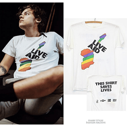 Polera Blanca Live Aid - Colección Lo Usó Harry Styles - Part21