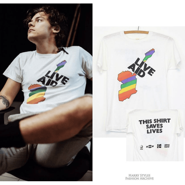 Polera Blanca Live Aid - Colección Lo Usó Harry Styles - Part21