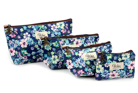 Kit Saco Cosmético Floral/ 4 Peças