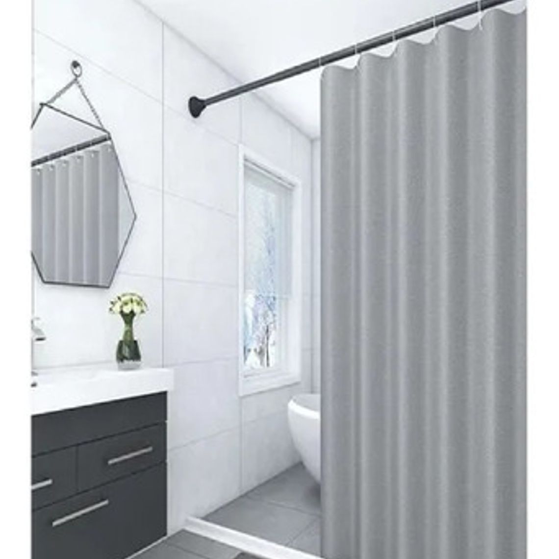 Cortina Ducha Baño 180x180 Elegante / Waos 3