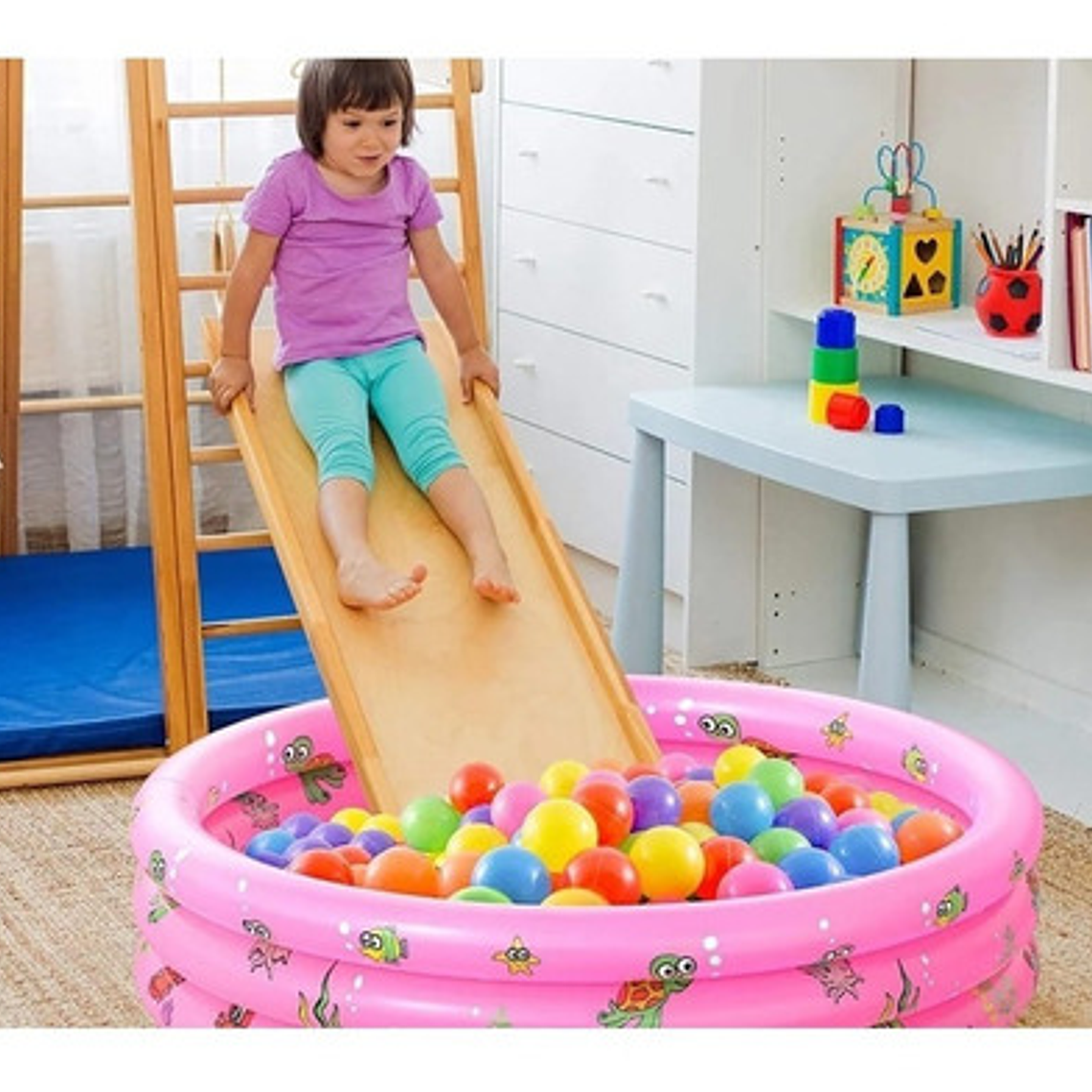 Piscina Redonda Inflable Niños Anillos Colores  10