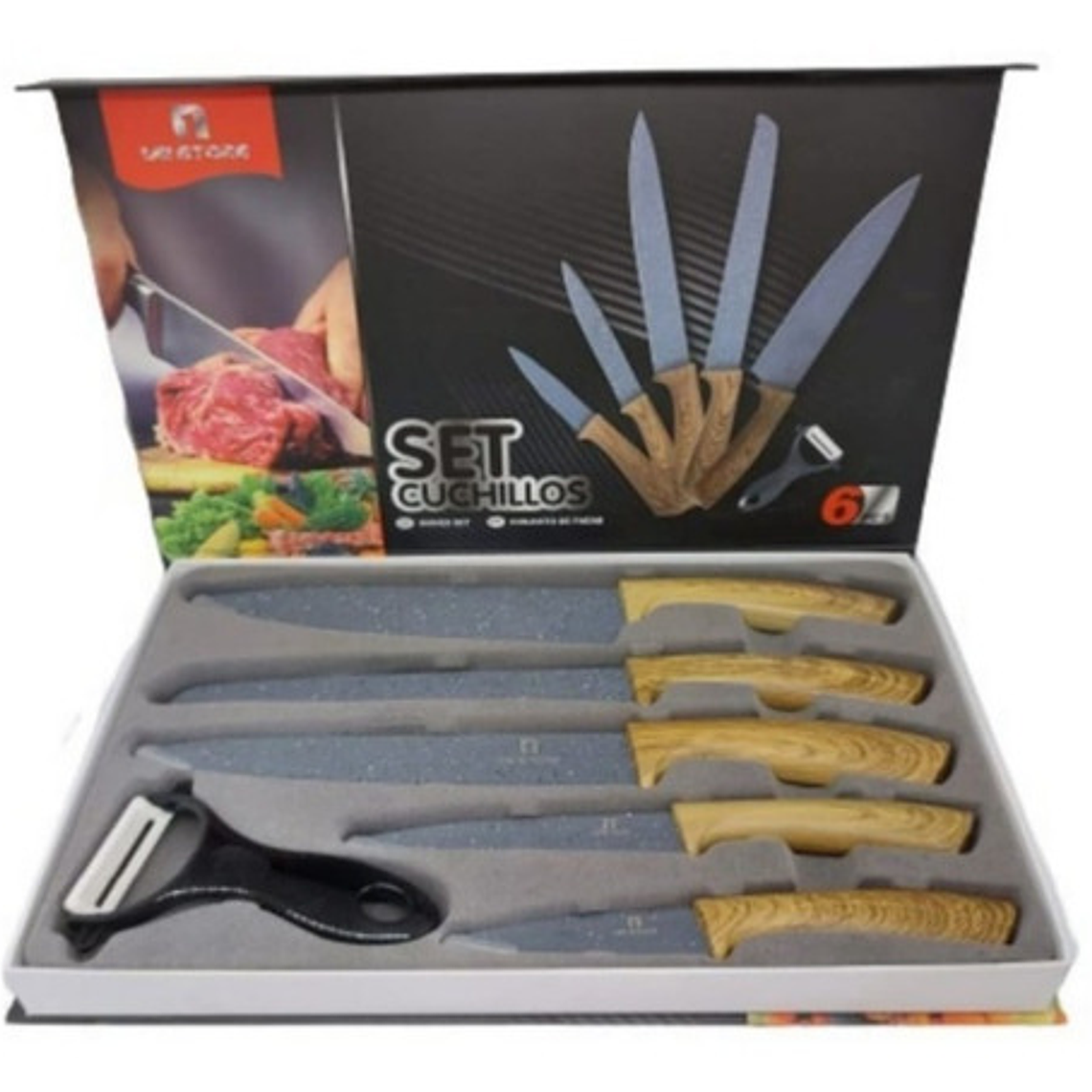 Set 6 Piezas Cuchillos De Cocina Acero Inoxidable  1