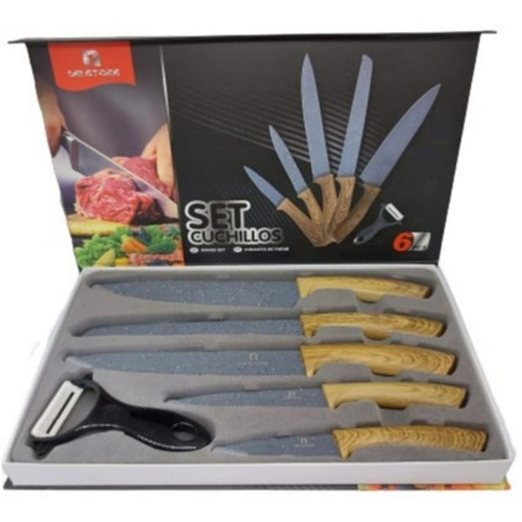 Set 6 Piezas Cuchillos De Cocina Acero Inoxidable  1