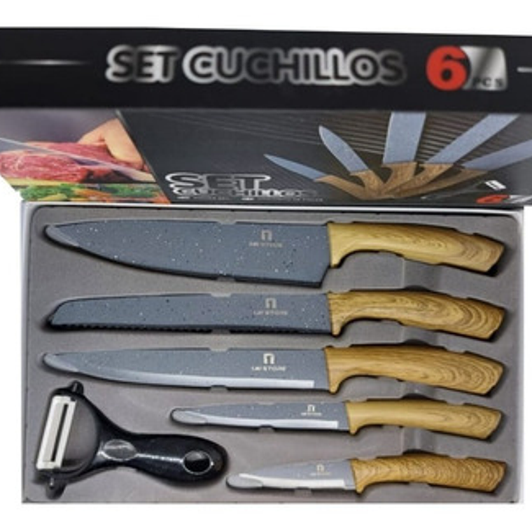 Set 6 Piezas Cuchillos De Cocina Acero Inoxidable  2
